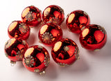 5" Red Jewel & Glitter Snowflake Ball Ornament Set Of 9