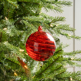 5" Clear Red Glass Ball Ornament Set Of 9