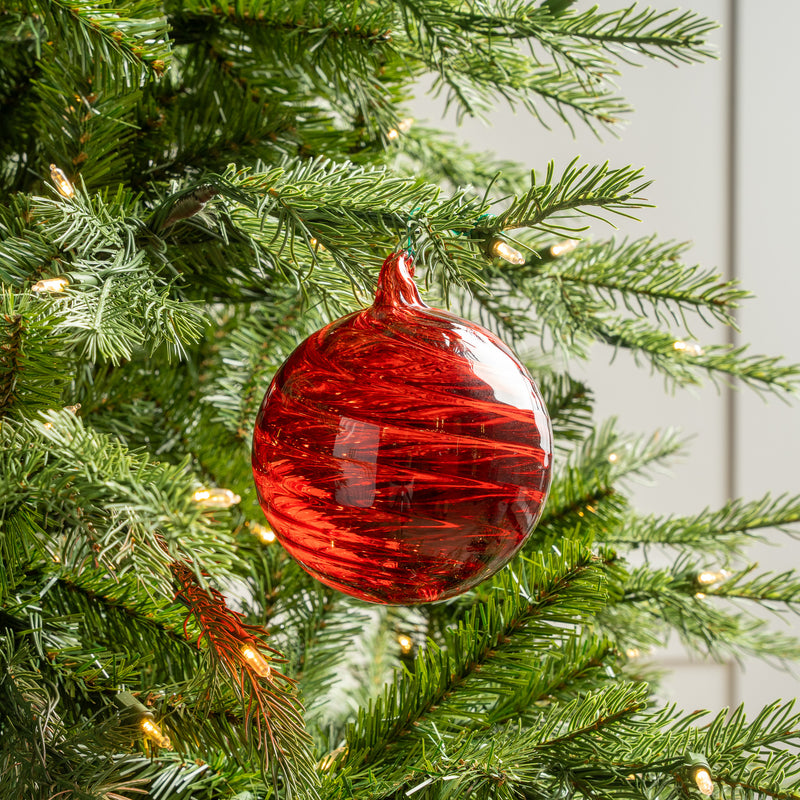 5" Clear Red Glass Ball Ornament Set Of 9