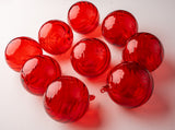 5" Clear Red Glass Ball Ornament Set Of 9