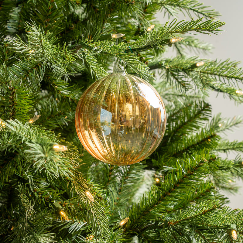5" Clear Copper Glass Ball Ornament Set Of 9