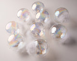 5" Iridescent Glass With White Feather Ornament Set Of 9