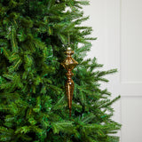 13" Antique Gold Glass Finial Ornament Set of 2