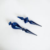 15" Blue Glass Finial Ornament Set of 2