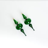 9" Green Glass Finial Ornament Set of 2