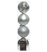 4" Shiny, Matte & Glitter Shatterproof Ball Ornament Assorted Set Of 24