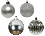 4" Shiny, Matte & Glitter Shatterproof Ball Ornament Assorted Set Of 24
