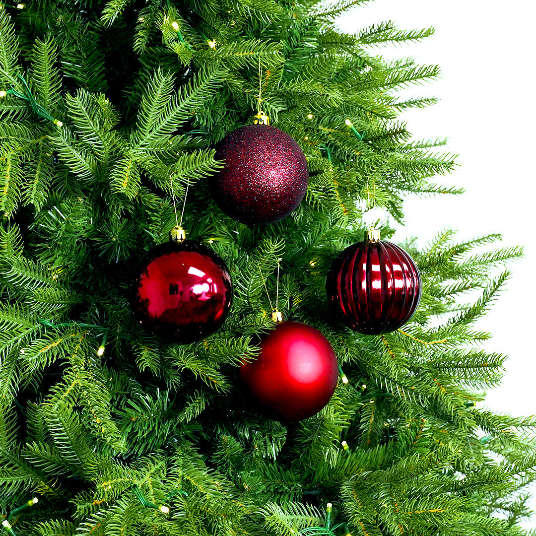 4" Shiny, Matte & Glitter Shatterproof Ball Ornament Assorted Set Of 24