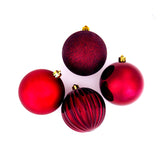 4" Shiny, Matte & Glitter Shatterproof Ball Ornament Assorted Set Of 24