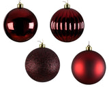 4" Shiny, Matte & Glitter Shatterproof Ball Ornament Assorted Set Of 24