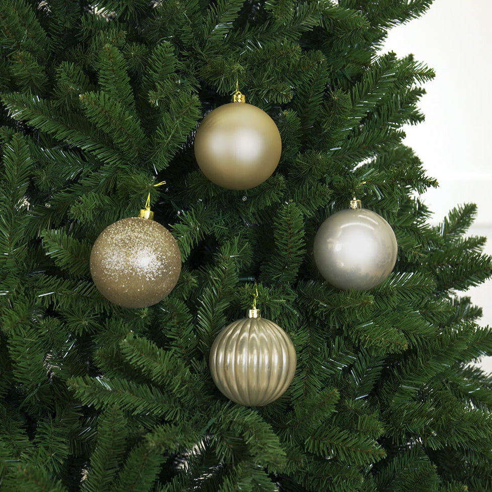 4" Shiny, Matte & Glitter Shatterproof Ball Ornament Assorted Set Of 24