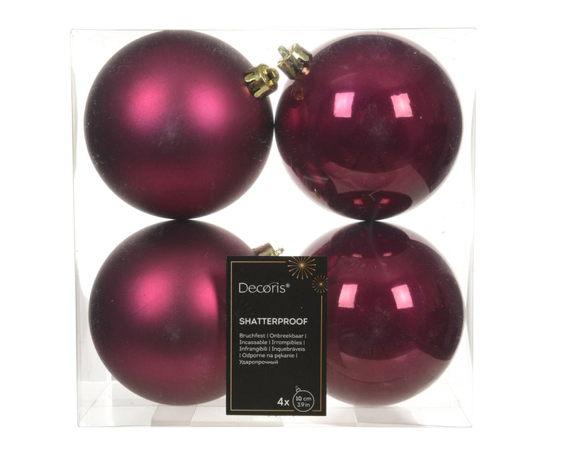 4" Shiny & Matte Shatterproof Ball Ornament Set Of 24