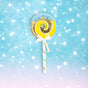 24" Yellow & Gold Swirl Lollipop Pick With Blue Icing