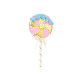 28" Pink & Gold Swirl Lollipop Pick With Blue Icing Set Of 2