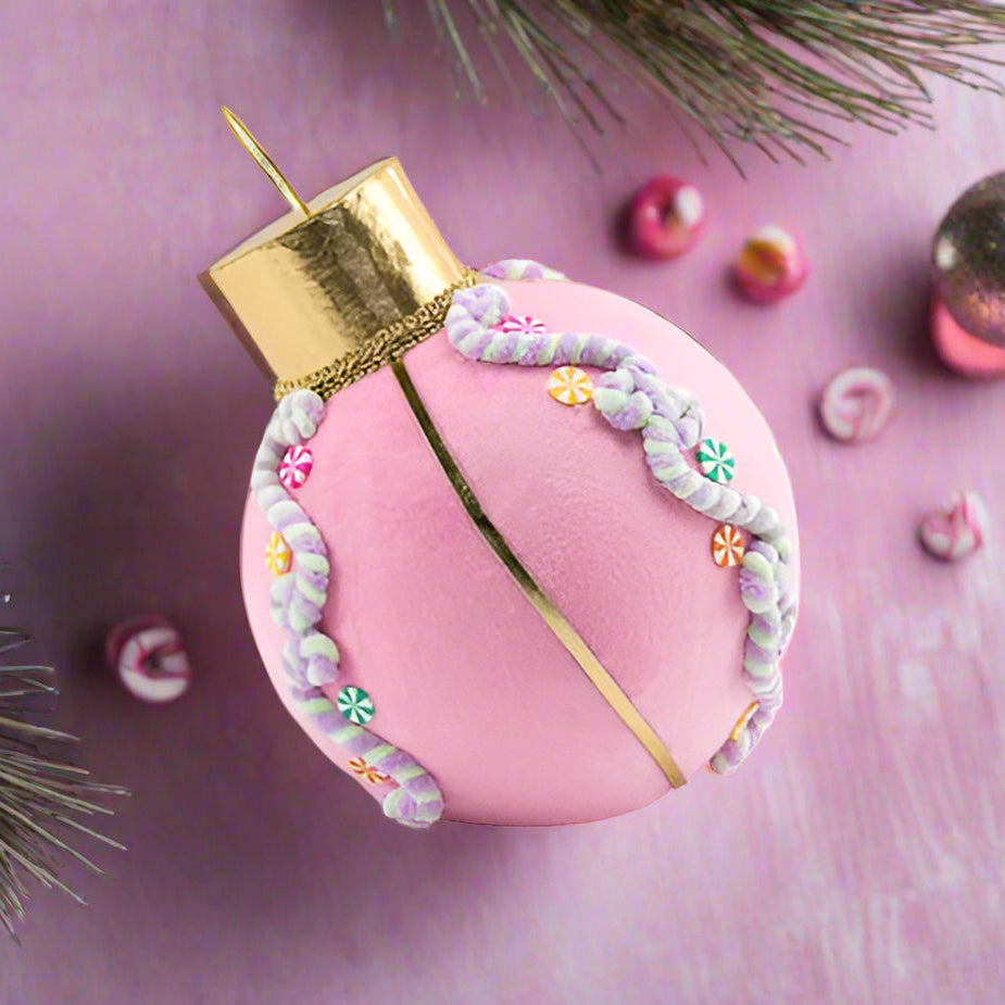 10" Pastel Pink Christmas Ball Ornament