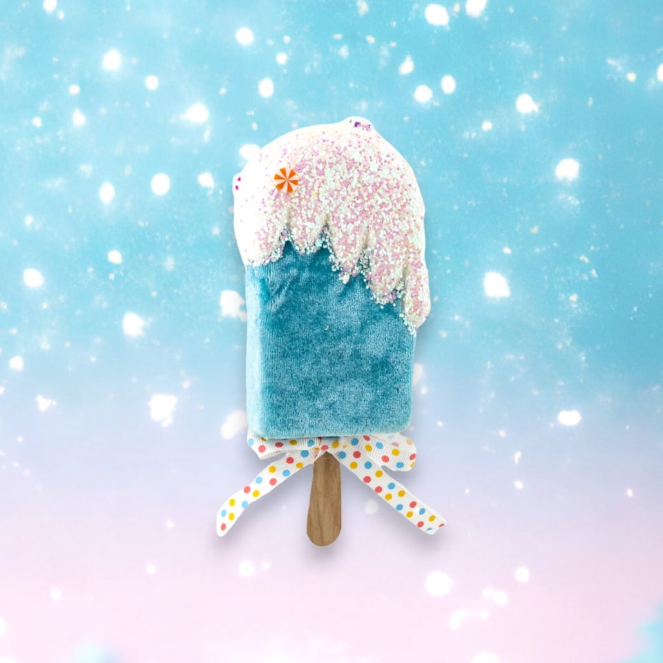 Juego de 6 helados azules y blancos de 6"