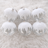 6" Clear Snowy Glass Ball Ornament Set Of 6