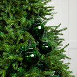 5" Green Jeweled Glass Ornament Assorted Set Of 9