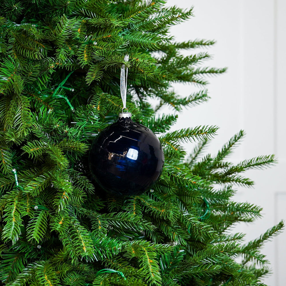 5" Blue Swirl Glass Ball Ornament Set Of 9