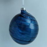 5" Blue Swirl Glass Ball Ornament Set Of 9