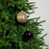4" Brown & Gold Glass Ornament Assorted Set Of 12