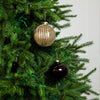 4" Brown & Gold Glass Ornament Assorted Set Of 12