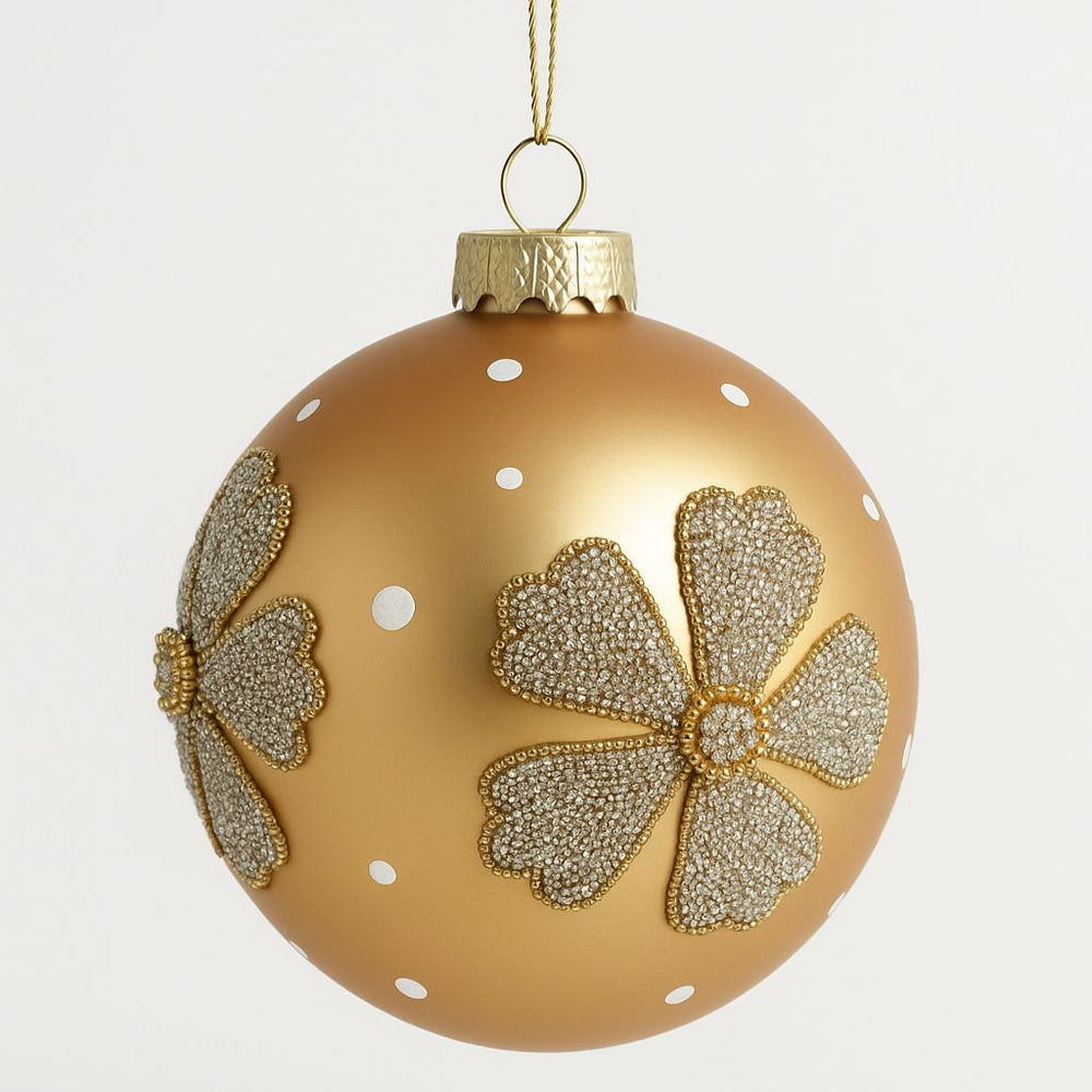 5" Gold Glass Ball Ornament Set Of 9