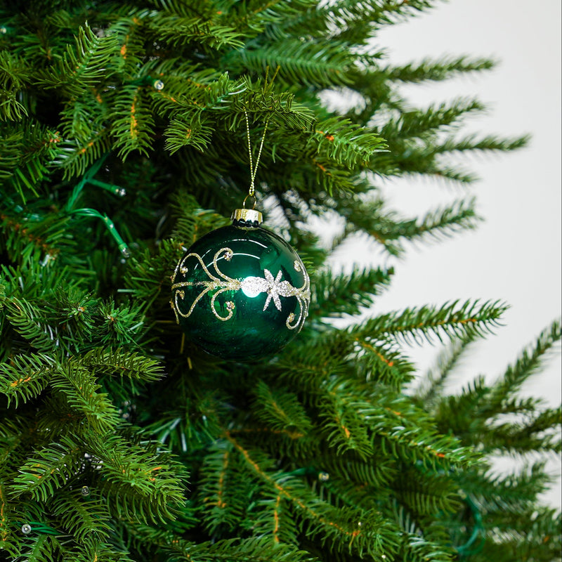 3" Green Glass Ball Ornament Set Of 12