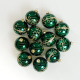 3" Green Glass Ball Ornament Set Of 12