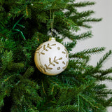 4" Cream & Gold Glass Ball Ornament Assorted Set Of 12