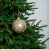 5" Gold Glitter Beaded Glass Ball Ornament Set Of 9