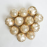 3" Gold & Cream Glass Ball Ornament Assorted Set Of 12
