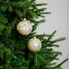 3" Gold & Cream Glass Ball Ornament Assorted Set Of 12