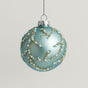 5" Blue Beaded Ornament Set Of 9