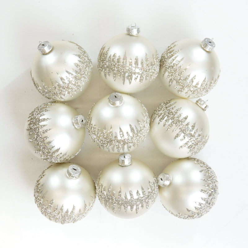 5" Cellini Beaded Glass Ball Ornament Set Of 9