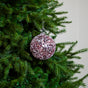 5" Pink White Beaded Ornament Set of 9