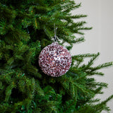 5" Pink White Beaded Ornament Set of 9