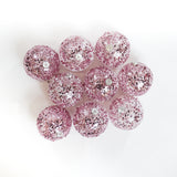 5" Pink White Beaded Ornament Set of 9