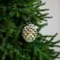 4" Gold Frosted Sequin Pinecone Glass Ornament Set Of 12