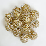 4" Gold Frosted Sequin Pinecone Glass Ornament Set Of 12