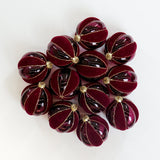 4" Burgundy Velvet Glass Ball Ornament Set Of 12