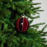 4" Burgundy Velvet Glass Ball Ornament Set Of 12
