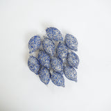 5" Silver Blue Beaded Finial Ornament Set of 12