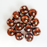 4" Espresso Gold Snowflake Glass Ball Ornament Set Of 12