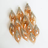 5" Clear Gold Glitter Glass Finial Ornament Set Of 12