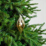 5" Clear Gold Glitter Glass Finial Ornament Set Of 12