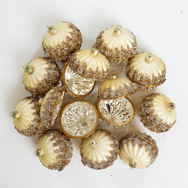 4" Cellini Beaded Glass Onion Ornament Set Of 6