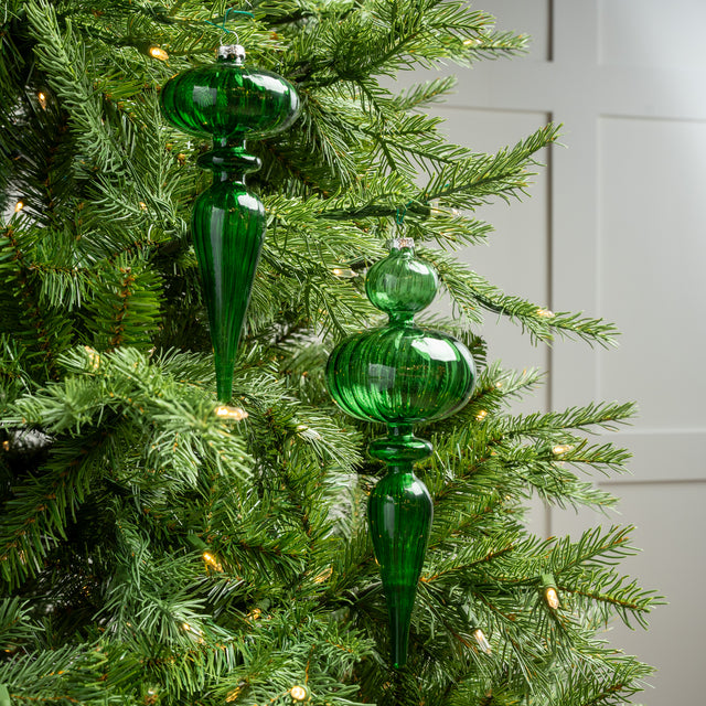 10" Green Finial Assorted Set Of 2