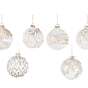 3" Glass Crystal Clear With Silver Accents Ornaments Assorted Set Of 12