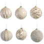 4" Glass White Ball Decorative Ornament Assorted Set Of 12